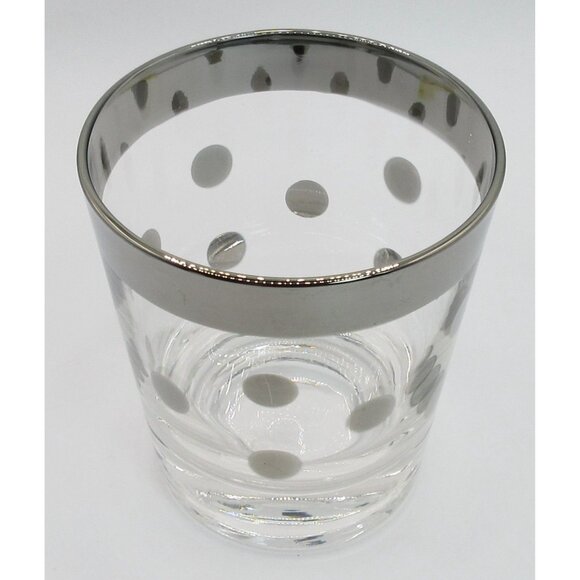 Vintage Mid Century Silver Polka Dot Old Fashioned Glasses Set of 6 Hollywood - Picture 5 of 8